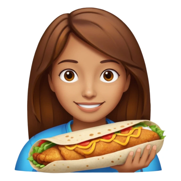 Girl with brown hair "resting chicken burrito face" sticker