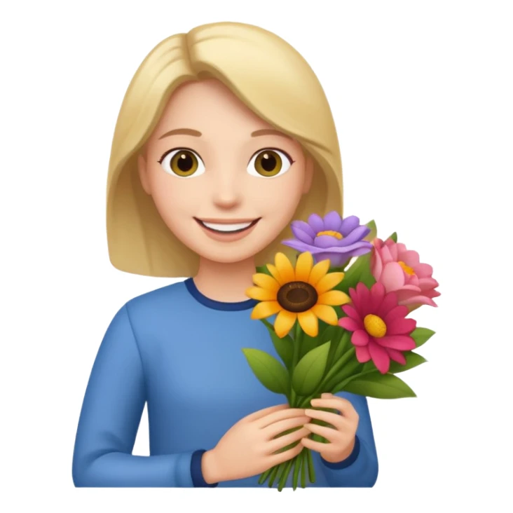 flower-holding person bouqet sticker