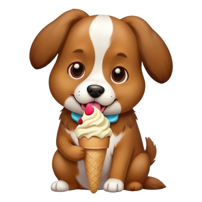 Dog eating ice cream sticker
