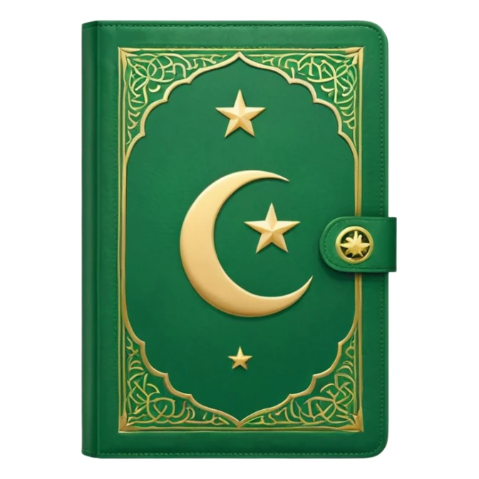 Closed Quran with the Islamic Symbol on it (moon and star) green sticker