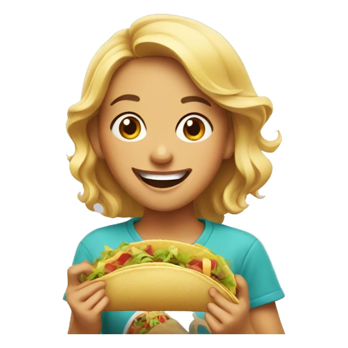 Happy girl eating taco sticker