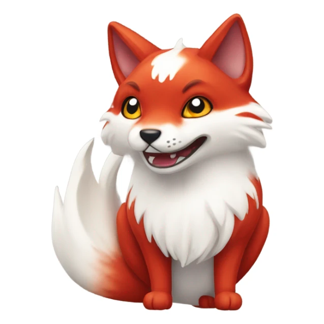 red and white kitsune head, amazed sticker