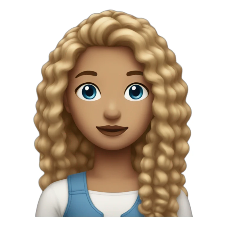 Girl White brun hair and blues eyes sticker