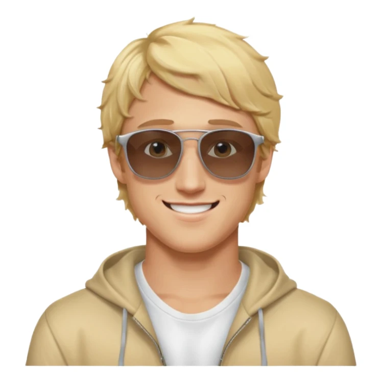 Logan Paul emoji, wearing sunglasses, confident smile, blonde hair sticker