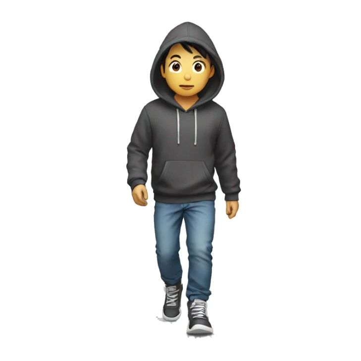 asian Boy in hoodie is walking  sticker