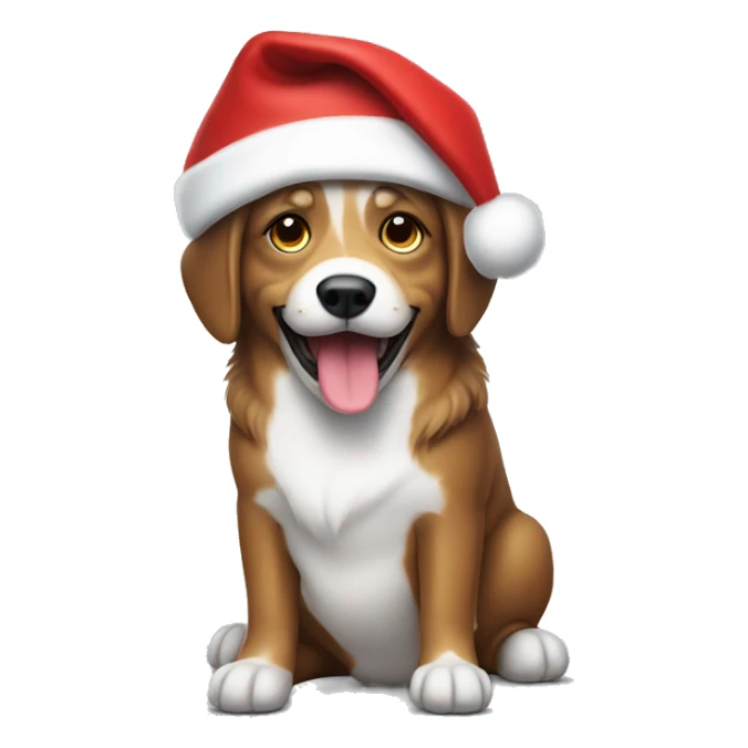 A happy dog with a Santa hat on sticker