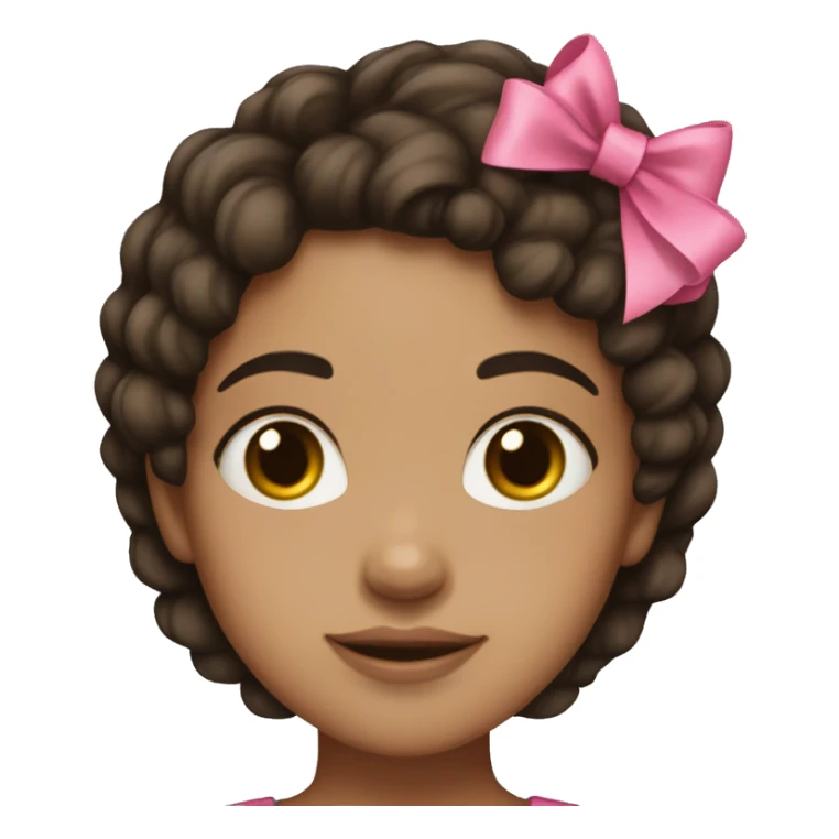 Lightskin girl with darkbrown hair with pink bow sticker