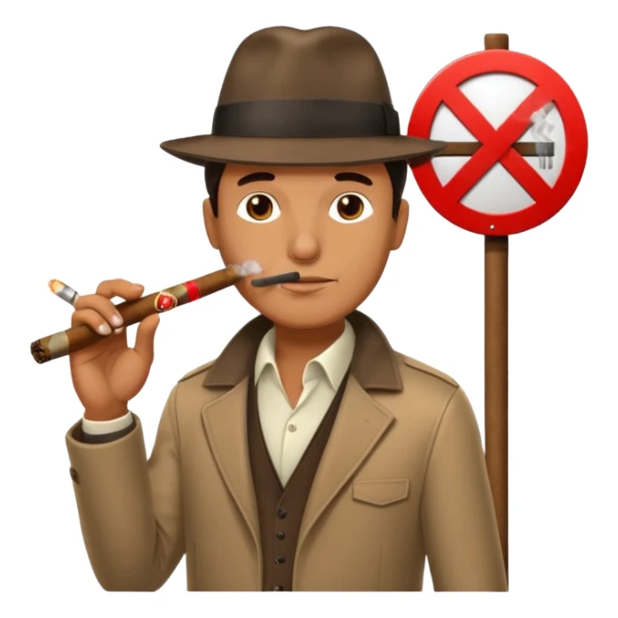 „no smoking“ street sign with a man who smoks cigar sticker