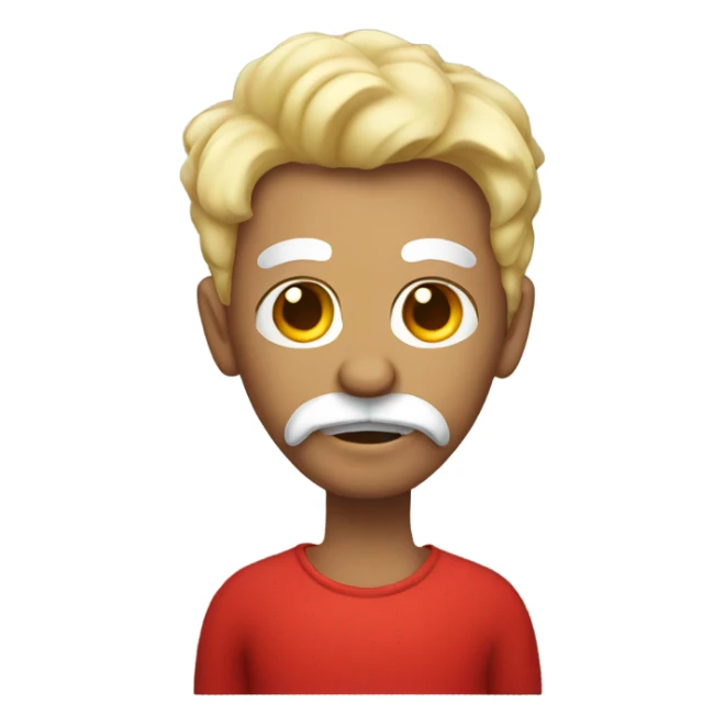 red devil with white horns, mustache and short hair sticker