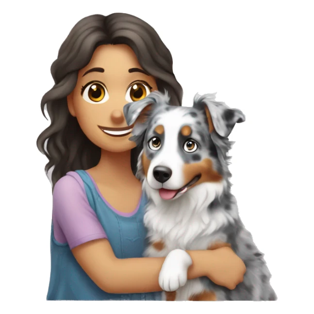Blue Merle Australian shepherd with a girl  sticker