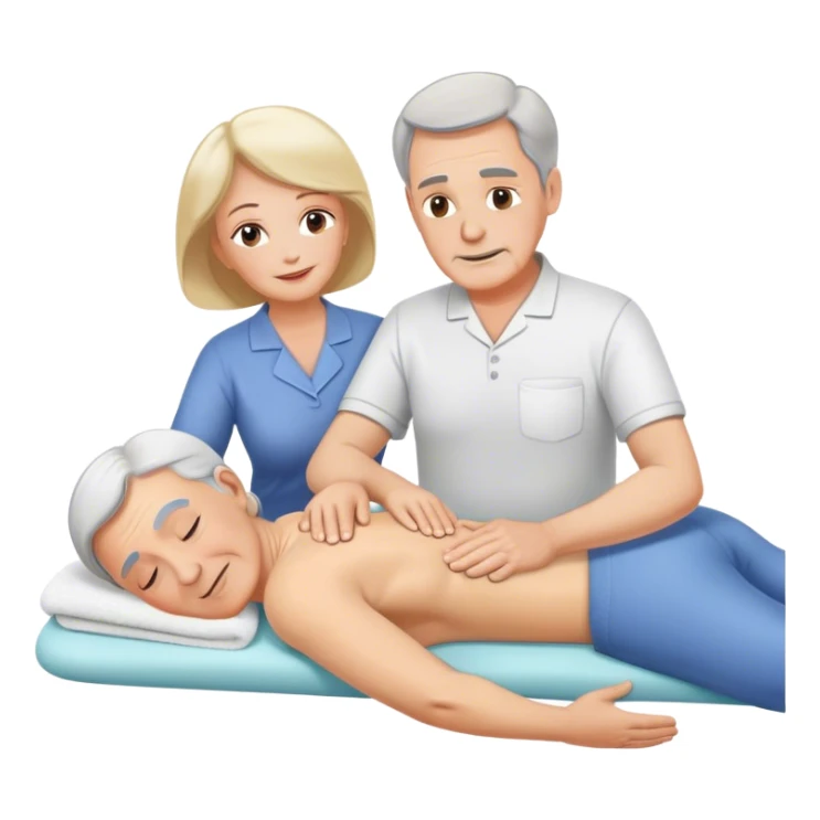 60-year-old white man giving massage o 60-year-old white woman sticker