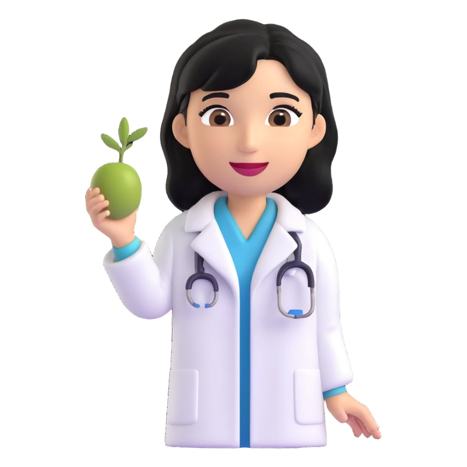 olive skin dentist with black hair, wearing a white coat, emoji style sticker