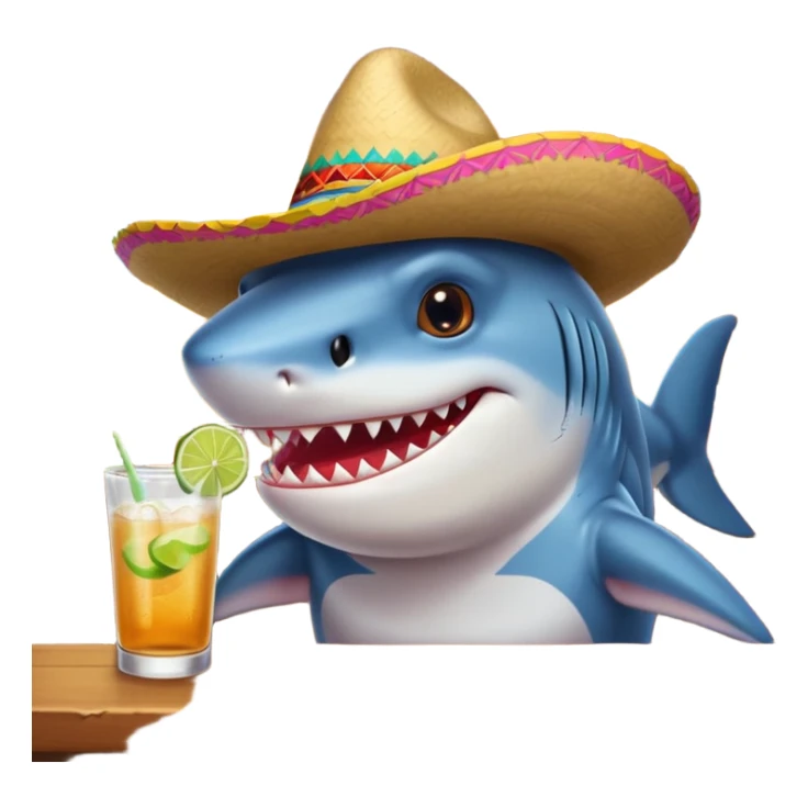 Shark with friends at a Mexican bar sticker