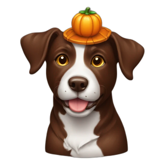A chocolate doodle dog with a jack on lantern on its head sticker