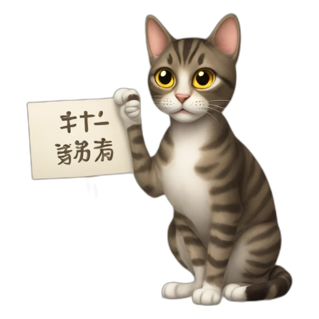cat holding a sign with the inscription “Safina” sticker