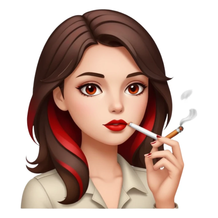 brunette girl with red highlights smoking  sticker