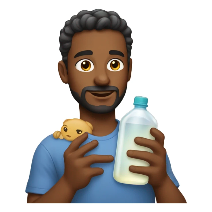 a man holding baby oil sticker