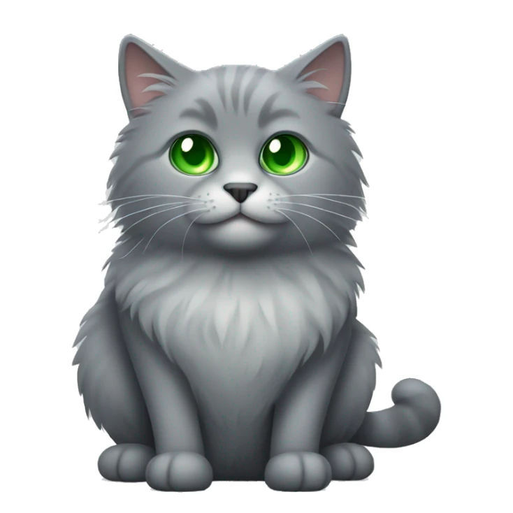 fluffy grey cat with green eyes sticker