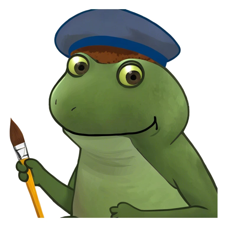 with brown afro, painting on a canvas sticker