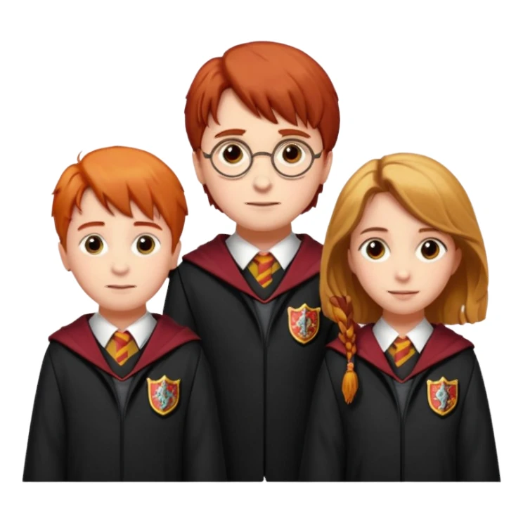 harry potter, ronald weasley and hermione granger in gryfinndor uniform sticker
