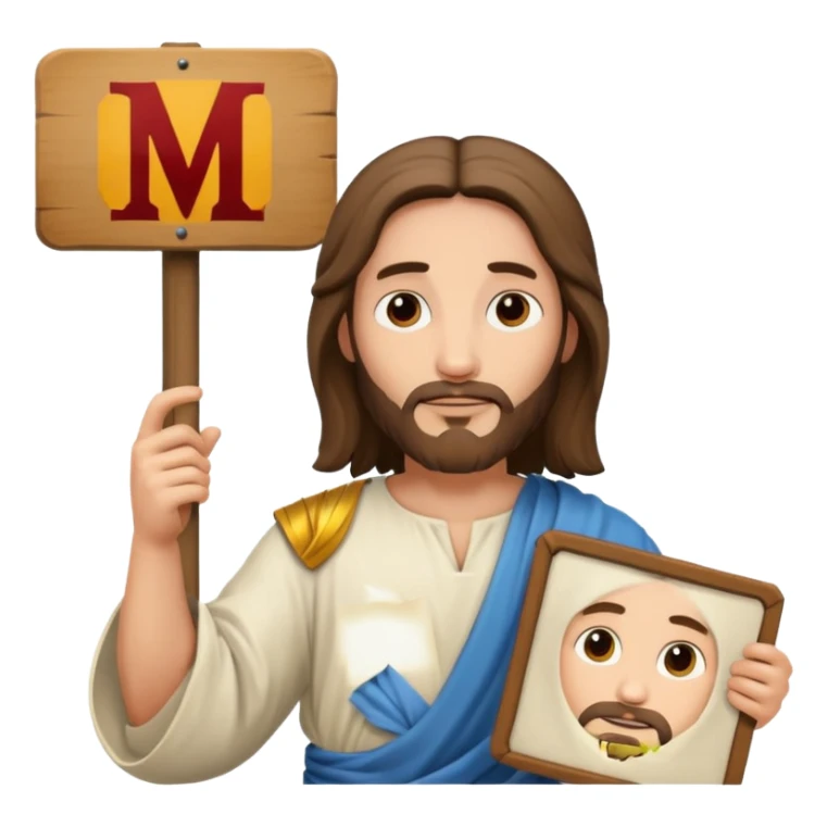 Jésus avec une pancarte dans ses mains dans ses mains sticker