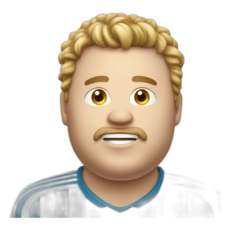 Laughing Tears white man. Obese. argentina soccer uniform. sticker
