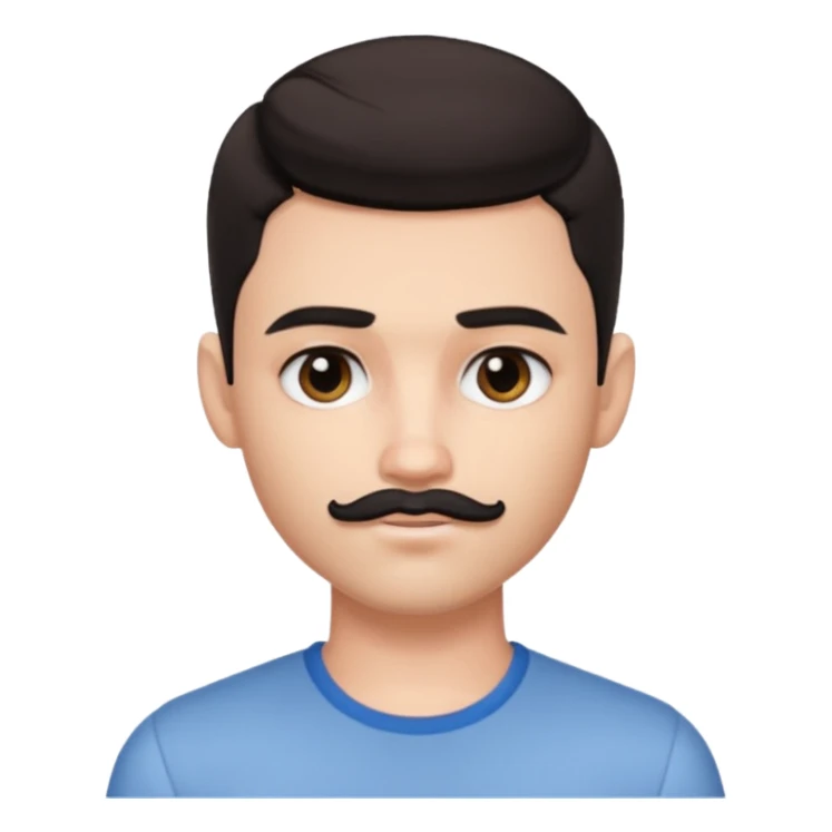 pretty handsome bratz man,  black eyes,  short dark hair,  short mustache , pale skin, defined jawline sticker