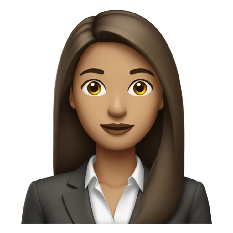 business woman long straight brown hair sticker