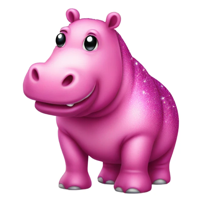 Hot pink hippo with glitter standing sticker