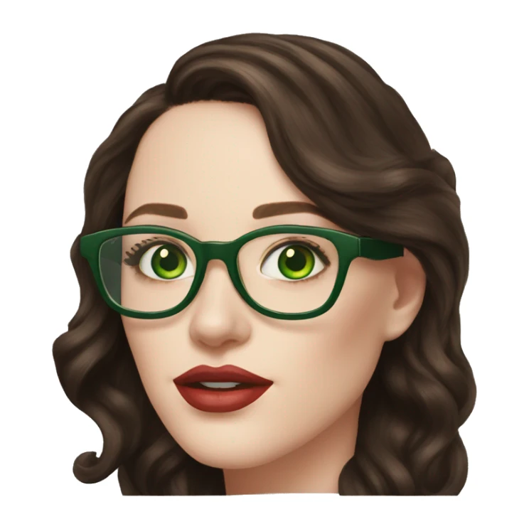 Kat Dennings with green eyes and transparent glasses and brunette with highlights hair sticker