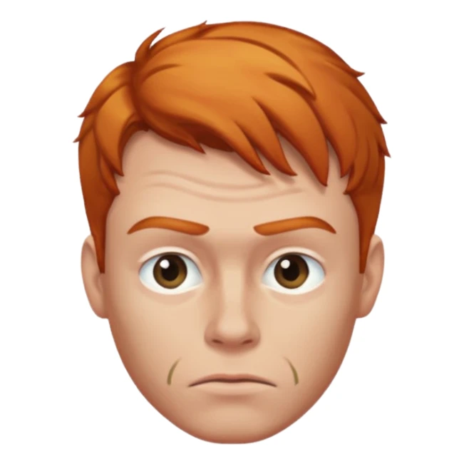 The 🤨 raised eyebrow emoji but with short ginger hair (a man) sticker