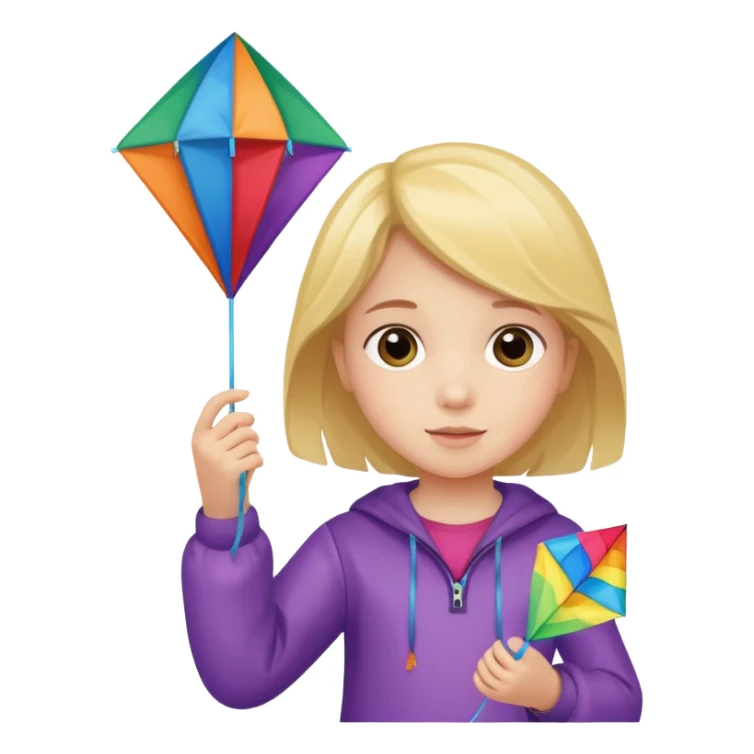 little girl kid holding kite sticker
