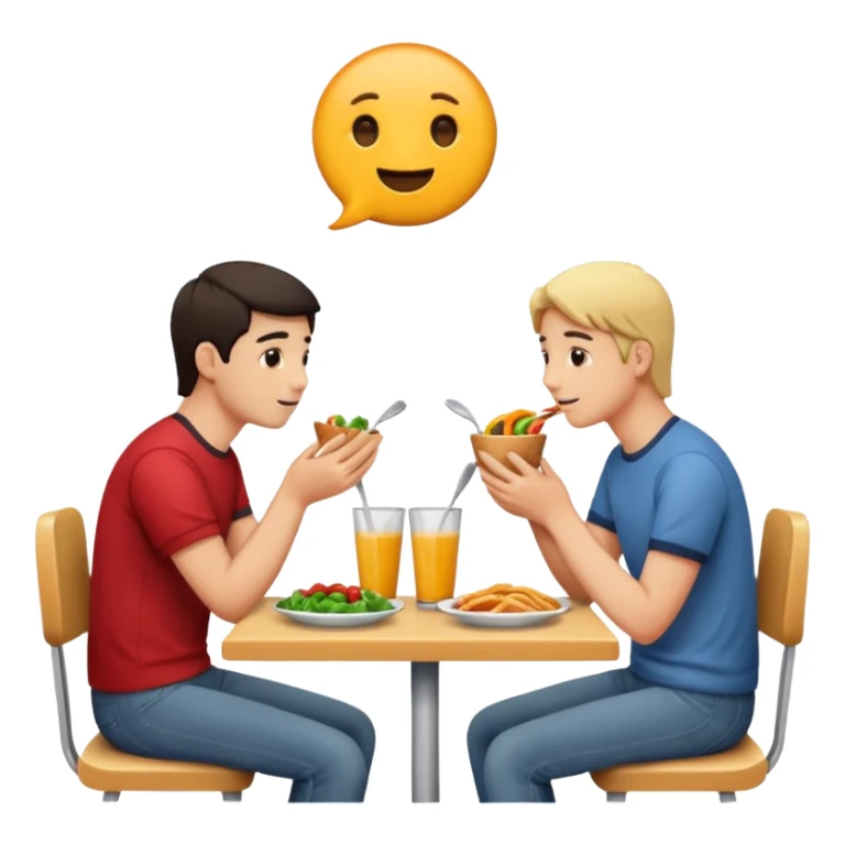 friends having lunch together, face each other sticker