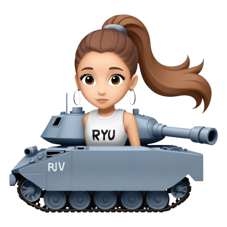 Ariana grande with "ryu" written on toptank sticker