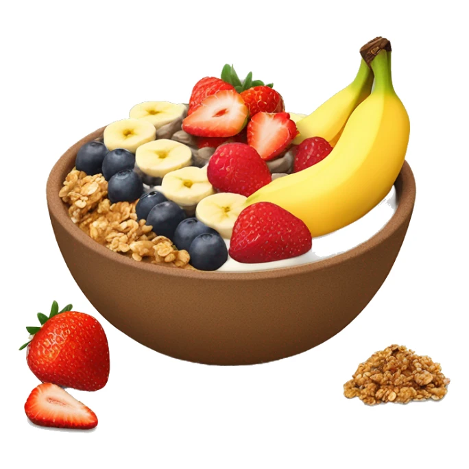 Açai bowl with granola banana strawberry mango on top sticker