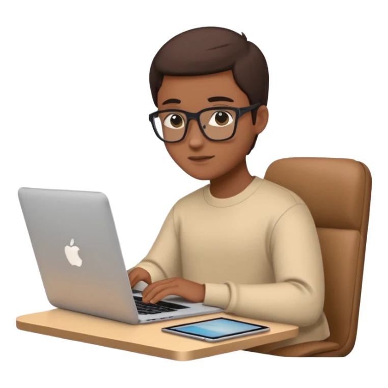 PERSONA ESTUDIANDO CON UN MACBOOK Y UN IPAD sticker