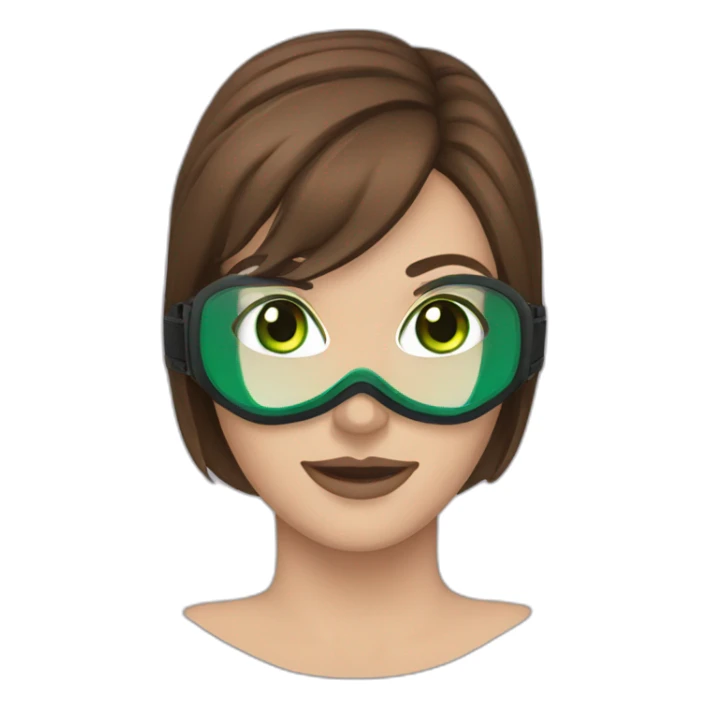 woman brown hair diving mask with green eyes sticker