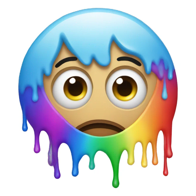 Emoji who cry but with rainbow tears in emoji eyes sticker