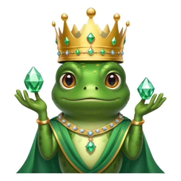frog King, with crown, crystal and standing, royal cloth sticker