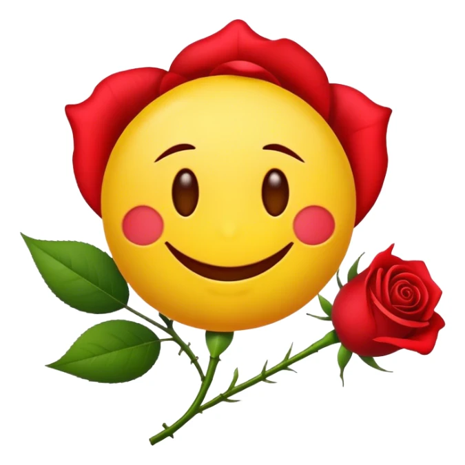 Smile emoji with rose in mouth sticker