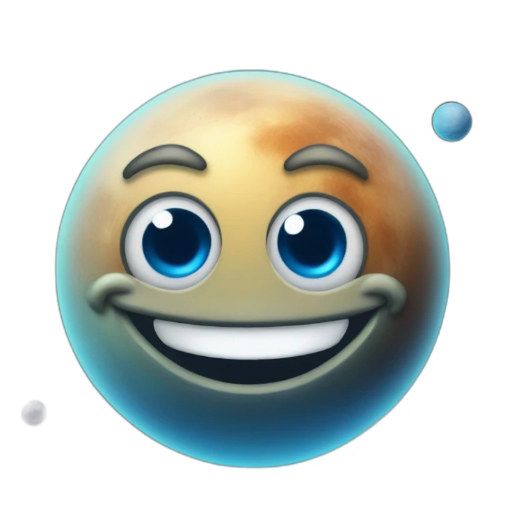 planet Neptune with a cartoon smiling face with big kind eyes sticker