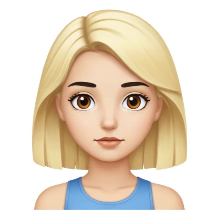 blonde girl under blue sky brown eyes black eyebrows  sticker