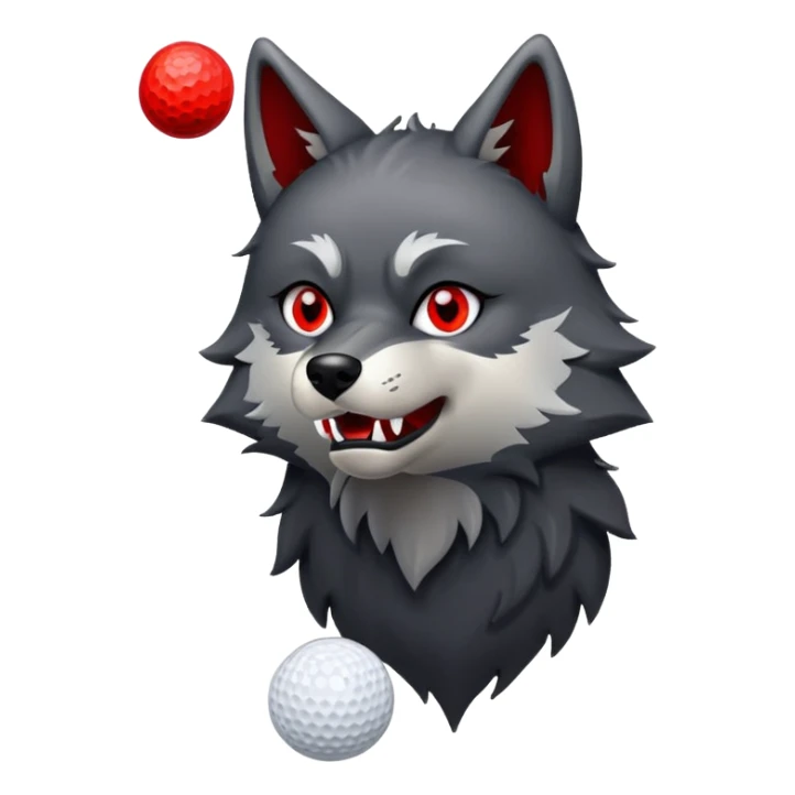 Wolf Black fur, red eyes howling at golf ball
 sticker