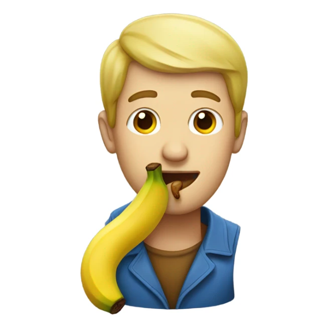 man with banana in his mouth sticker