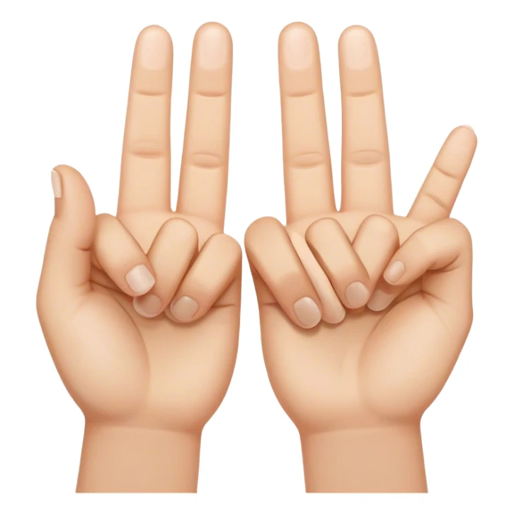 two hands with index fingertips up and thumbs touching to form the letter M upside down, rest of fingers closed sticker