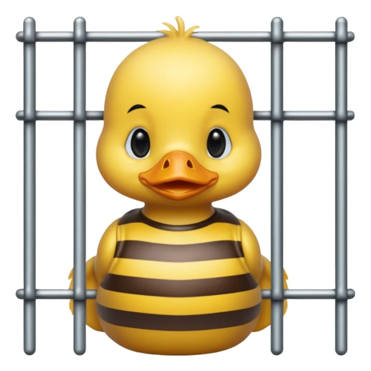 baby duck with striped shirt behind bars sticker