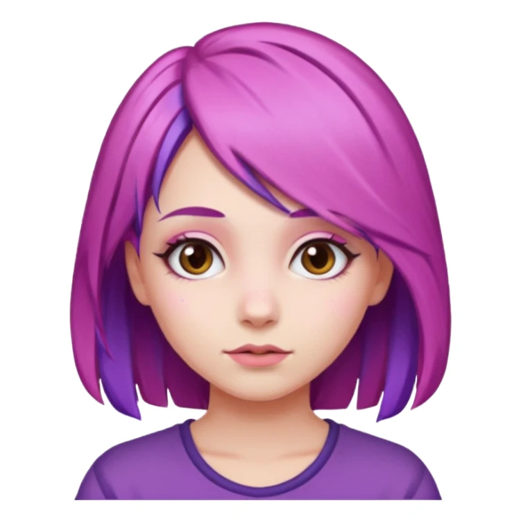 pink and purple hair girl sticker