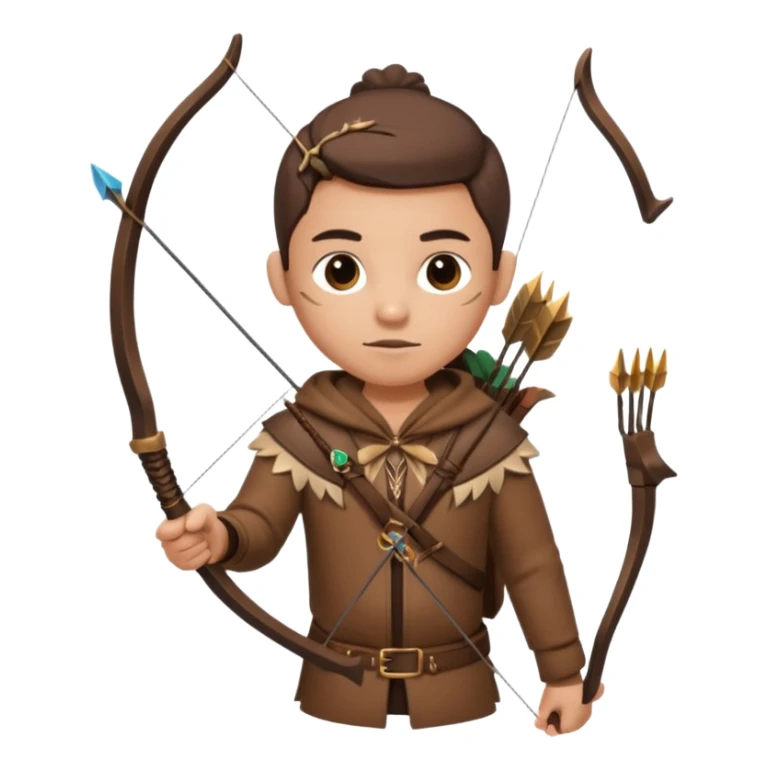 The classic hunter image with a bow and arrow on his back, dressed in brown with some animal made decorations sticker
