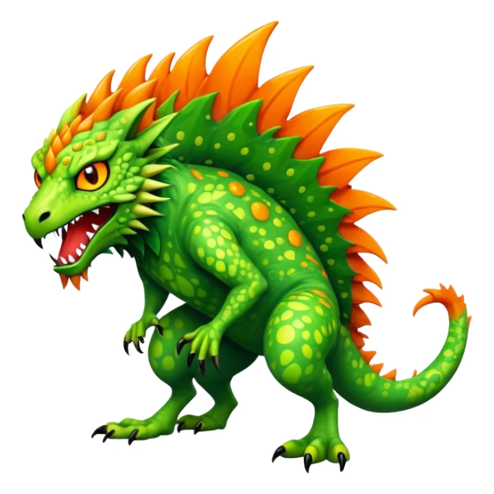 a vibrant colorful edgy vernid-fionbri-creature with splashed-scale-patterns full body sticker