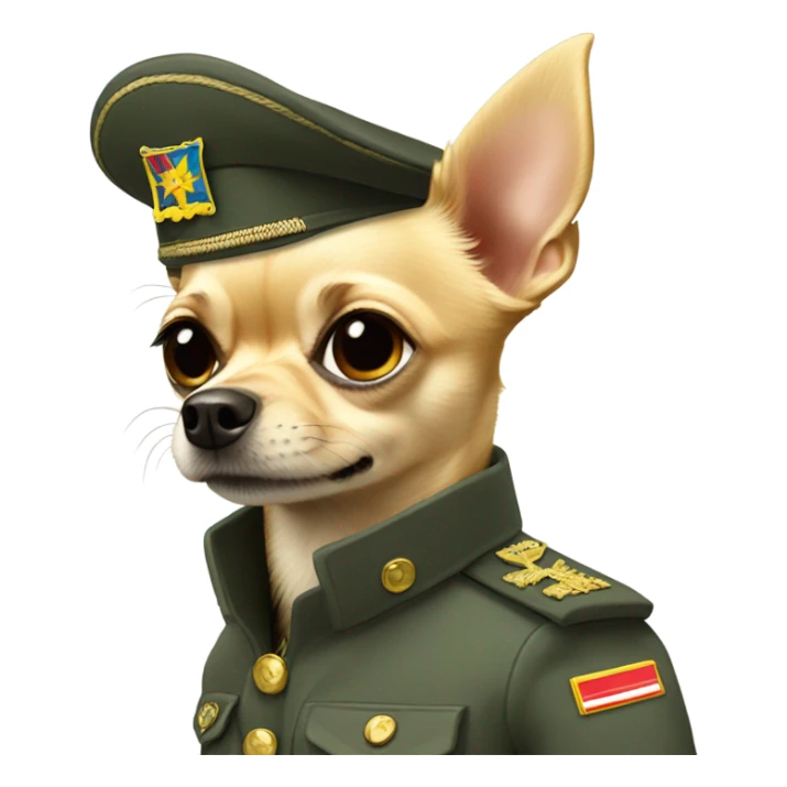 Blonde Chihuahua wearing Ukraine military uniform sticker